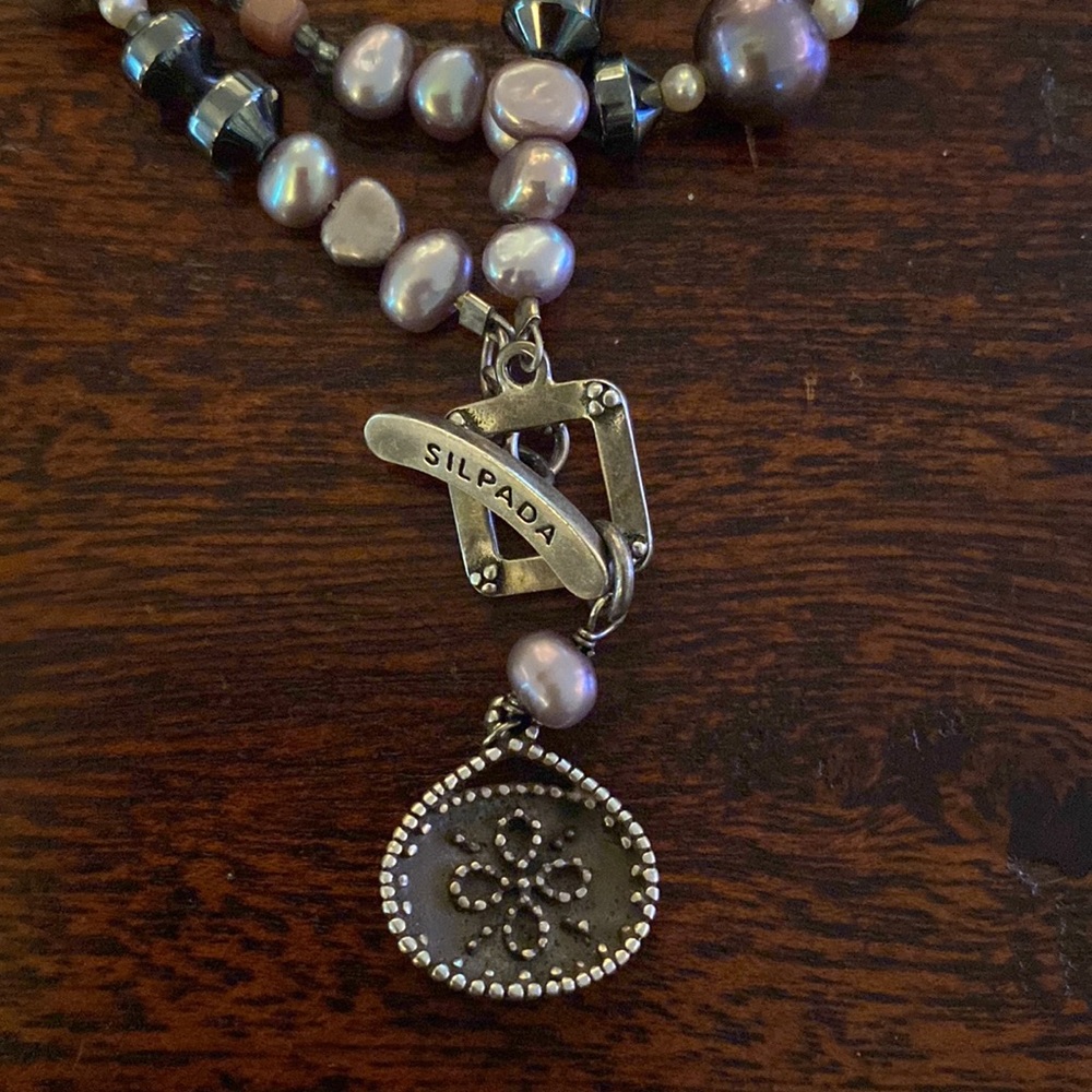 Silpada .925 Sterling Silver Beaded Necklace Lavender Shades - Picture 3 of 5